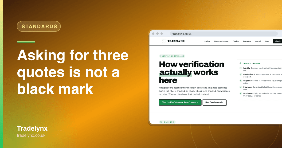 Standards · Asking for three quotes is not a black mark