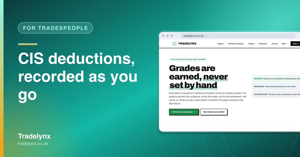 For Tradespeople · CIS deductions, recorded as you go