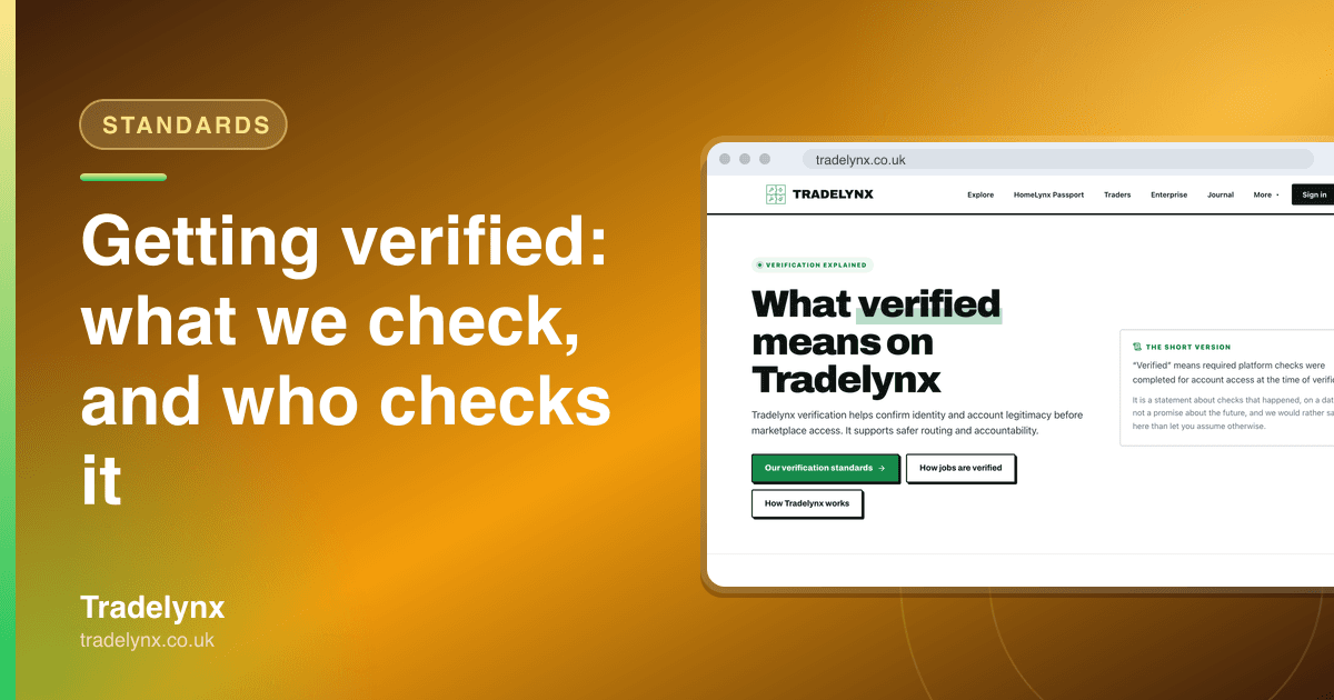 Standards · Getting verified: what we check, and who checks it
