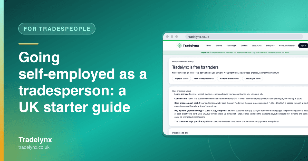 For Tradespeople — Going self-employed as a tradesperson: a UK starter guide