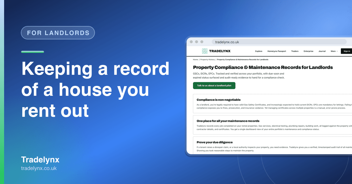 For landlords · Keeping a record of a house you rent out