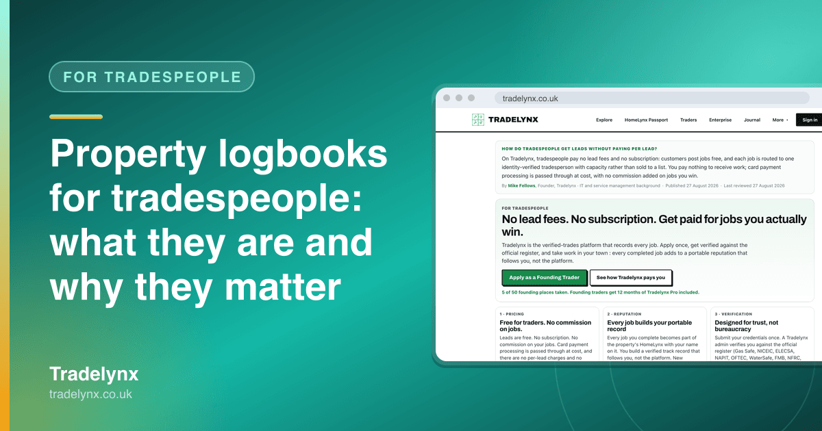 For Tradespeople · Property logbooks for tradespeople: what they are and why they matter