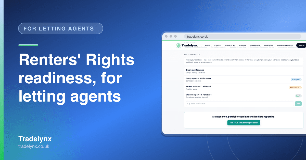 For letting agents — Renters' Rights readiness, for letting agents