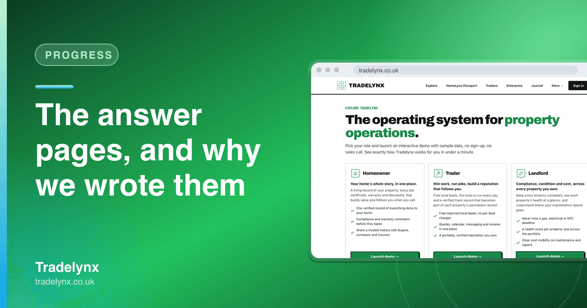 Progress · The answer pages, and why we wrote them