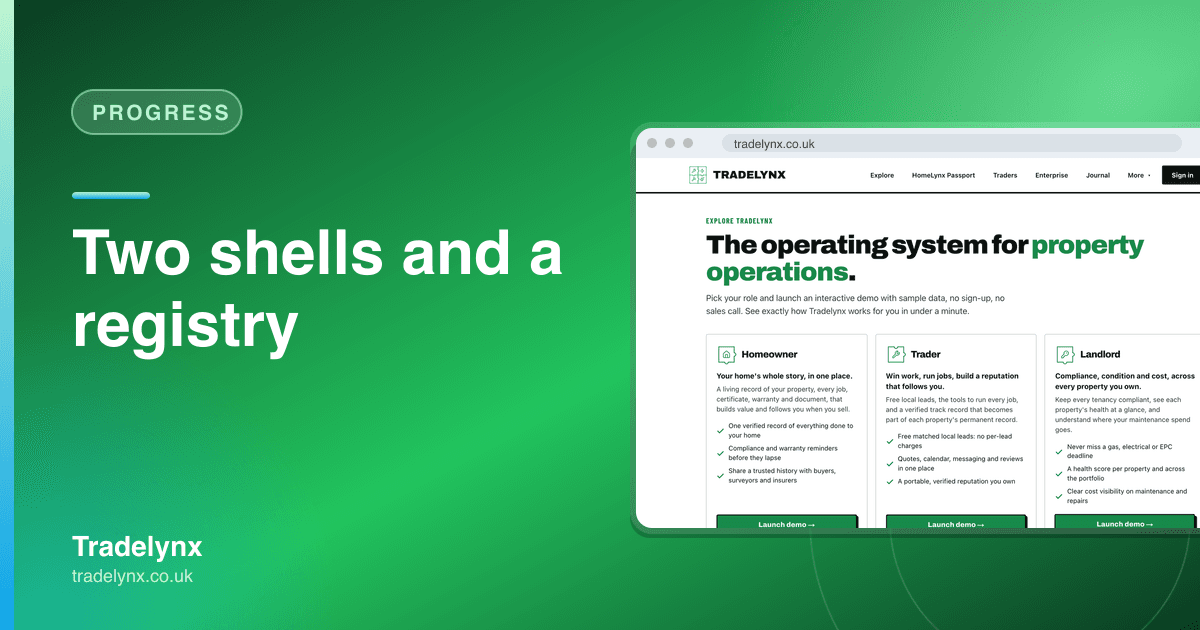 Progress · Two shells and a registry