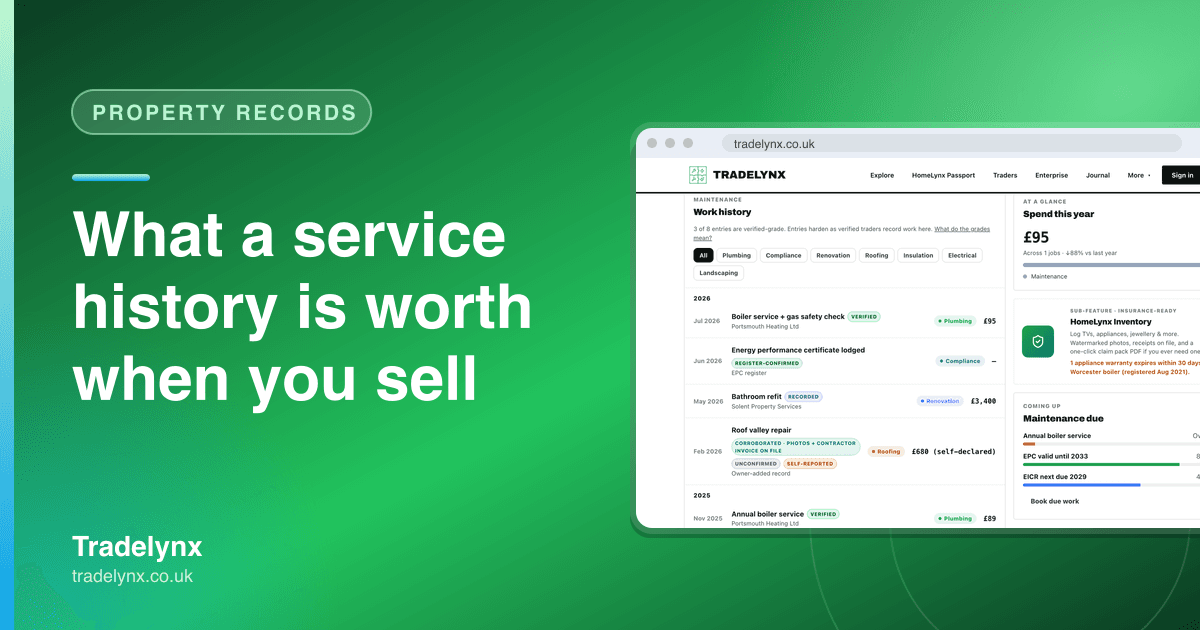 Property records · What a service history is worth when you sell