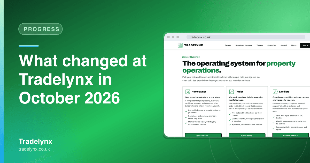 Progress · "What changed at Tradelynx in October 2026"