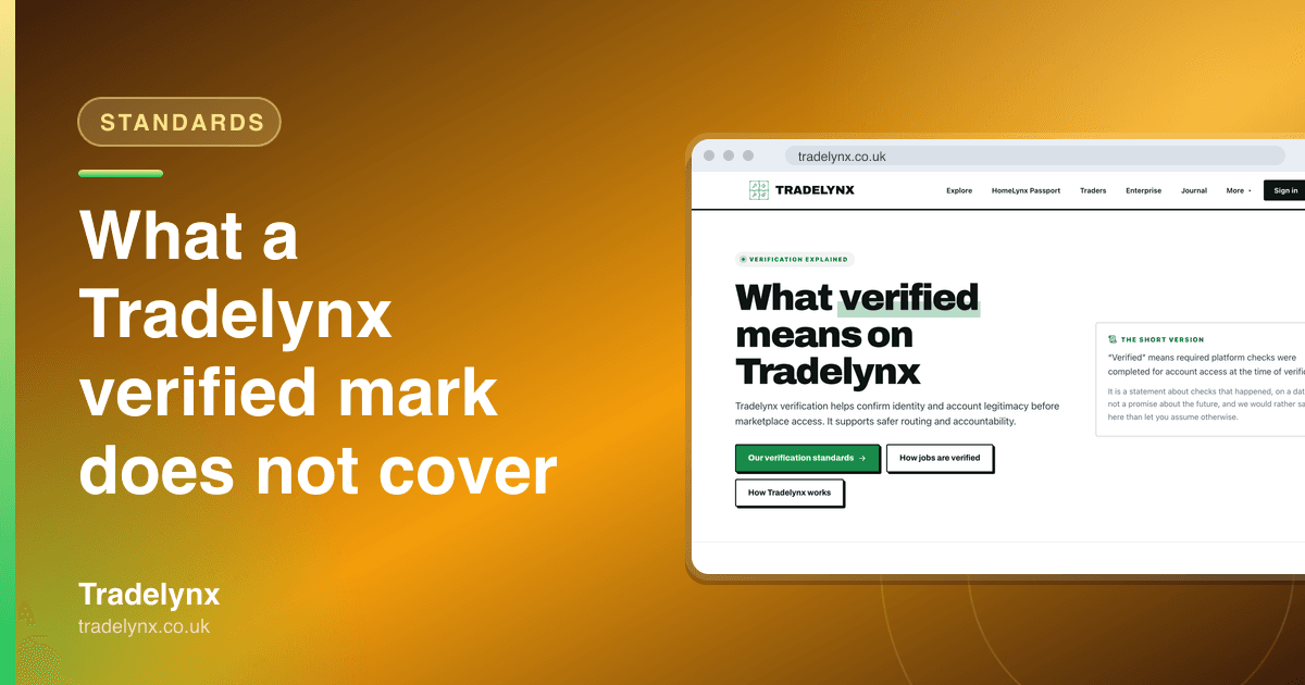 Standards · "What a Tradelynx verified mark does not cover"